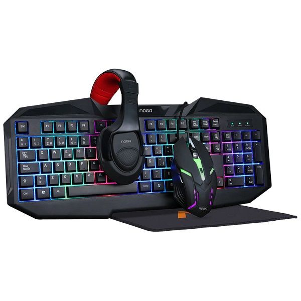 Imagen de KIT GAMER TECLADO MOUSE AURICULAR Y PAD NOGA NKB-403 NEGRO