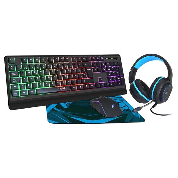 Imagen de KIT GAMER TECLADO MOUSE AURICULAR Y PAD NOGA NKB-405 NEGRO